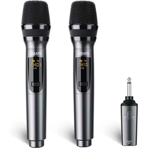 Wireless Microphone Singing, Rechargeable Microphone with Receiver 2.4GHz